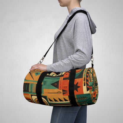 Earthy Tones Geometric Tribal-Inspired Pattern Design Duffel Bag