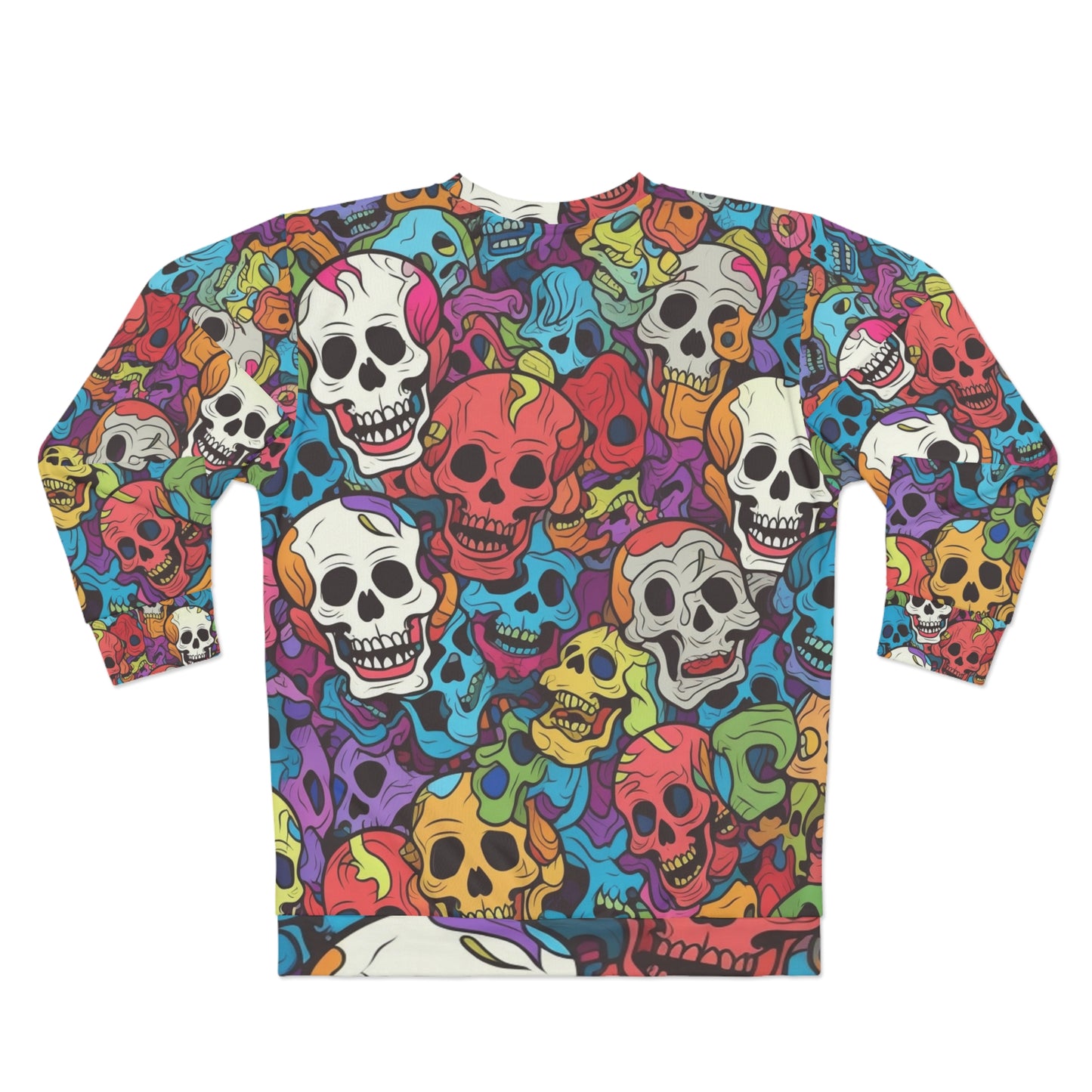 Patrón psicodélico de cabeza de calavera arcoíris, colores vibrantes - Sudadera unisex (AOP) 