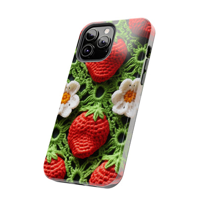 Strawberry Field Crochet - Forever Forest Greens - Fruit Berry Harvest Crop - Tough Phone Cases