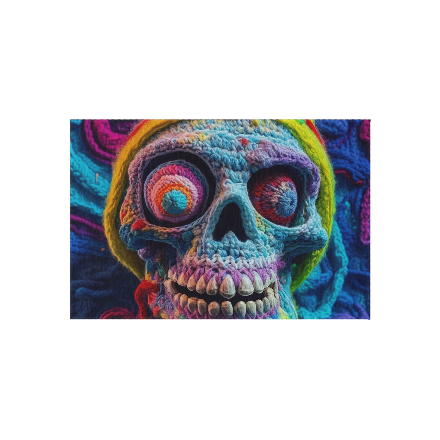 Crochet Skull Halloween Scary Horror Design - Outdoor Rug