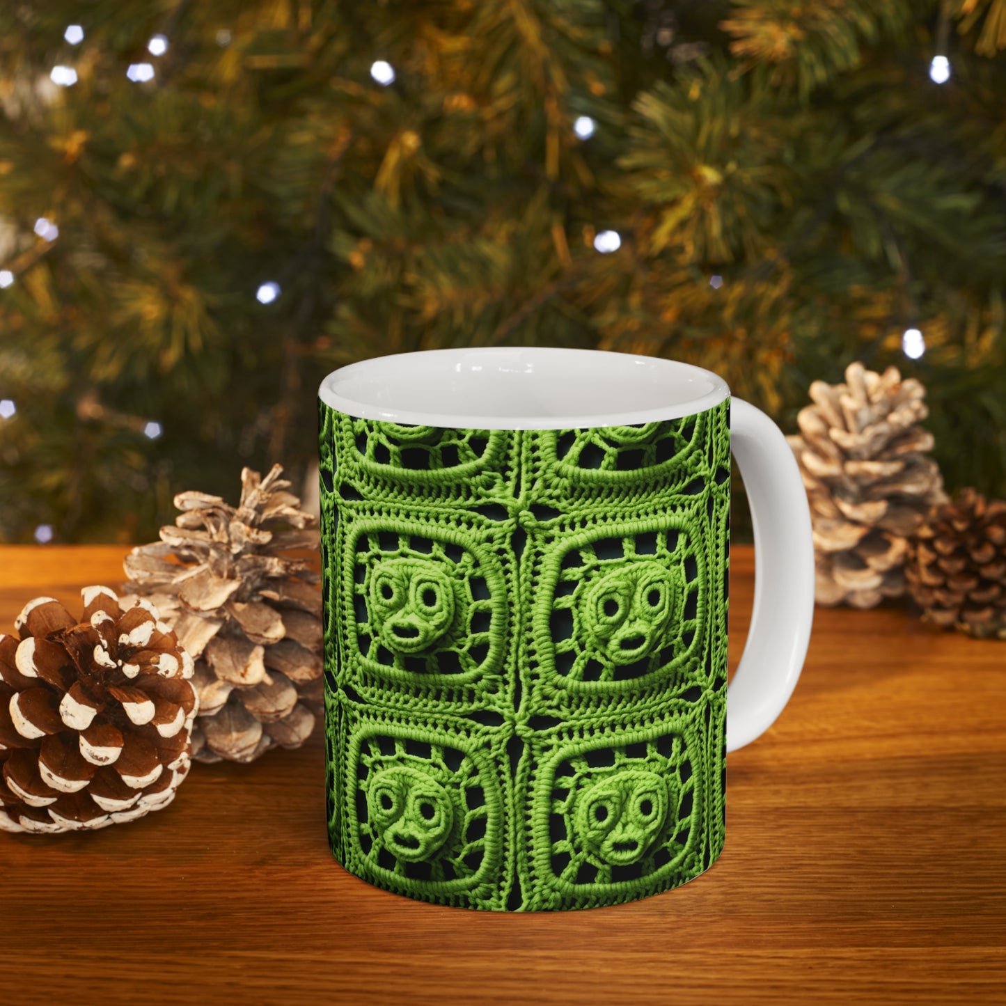 Halloween Green Alien Crochet Galactic Space Zombie Style - Taza de cerámica 11oz 