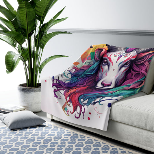 Chill Capricorn Style - Fine Line Multicolor Astrology Design - Sherpa Fleece Blanket