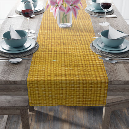 Radiant Sunny Yellow: Denim-Inspired Summer Fabric - Table Runner (Cotton, Poly)