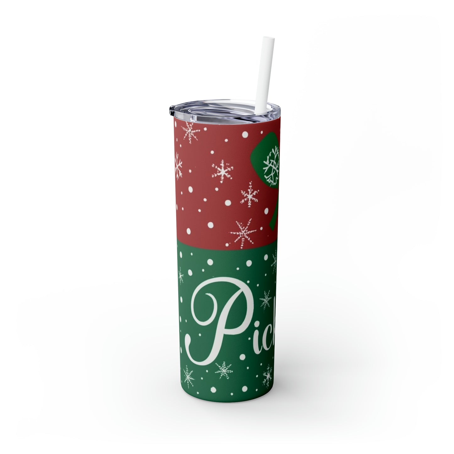 Pickleball Winter - Especial de Navidad - Vaso delgado con pajita, 20 oz 