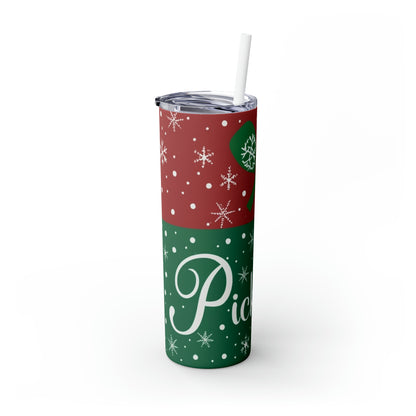 Pickleball Winter - Christmas Special - Skinny Tumbler with Straw, 20oz