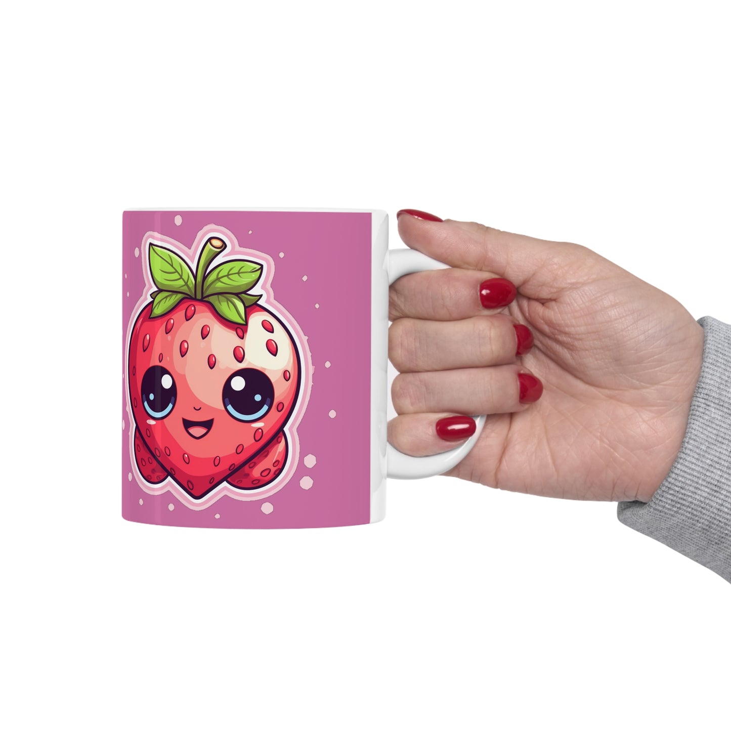 Kawaii Strawberry Adventure - Anime Classic Traditional Japanese Fruit - Otaku Artwork - Ceramic Mug 11oz