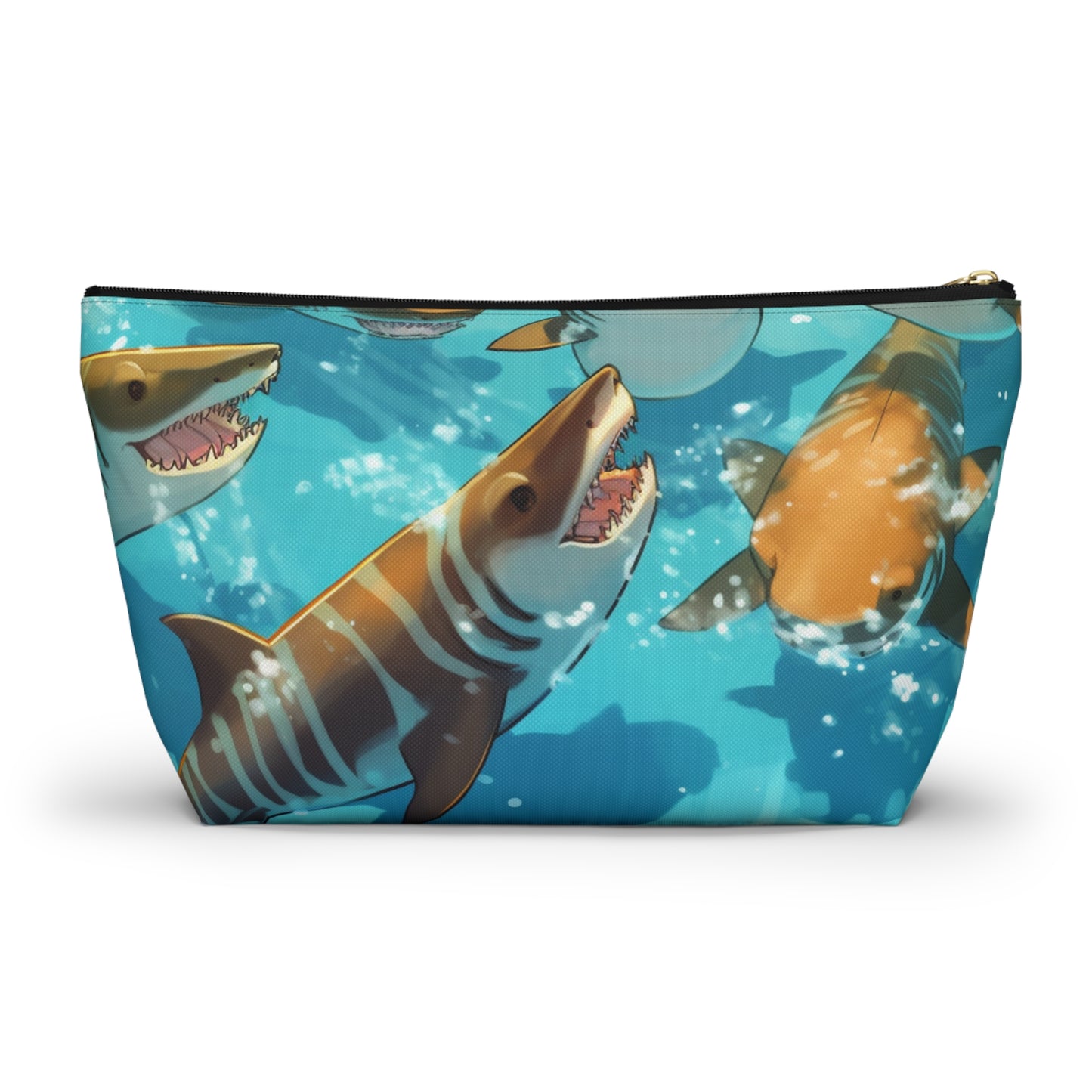 Tiger Shark: Ocean Marine Wildlife - Underwater - Accessory Pouch w T-bottom