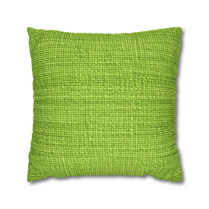 Lush Grass Neon Green: estilo de tela primaveral inspirado en la mezclilla - Funda de almohada cuadrada de poliéster hilado