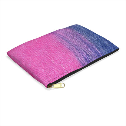 Dual Delight: Half-and-Half Pink & Blue Denim Daydream - Accessory Pouch