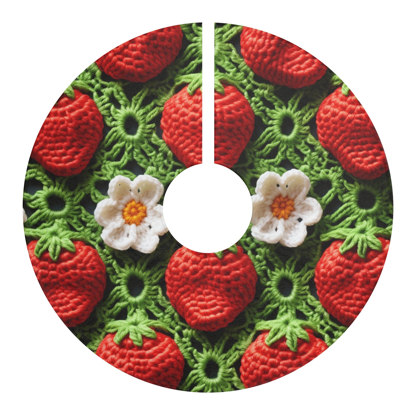 Strawberry Field Crochet - Forever Forest Greens - Fruit Berry Harvest Crop - Christmas Tree Skirts