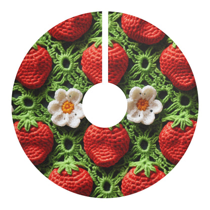 Strawberry Field Crochet - Forever Forest Greens - Fruit Berry Harvest Crop - Christmas Tree Skirts