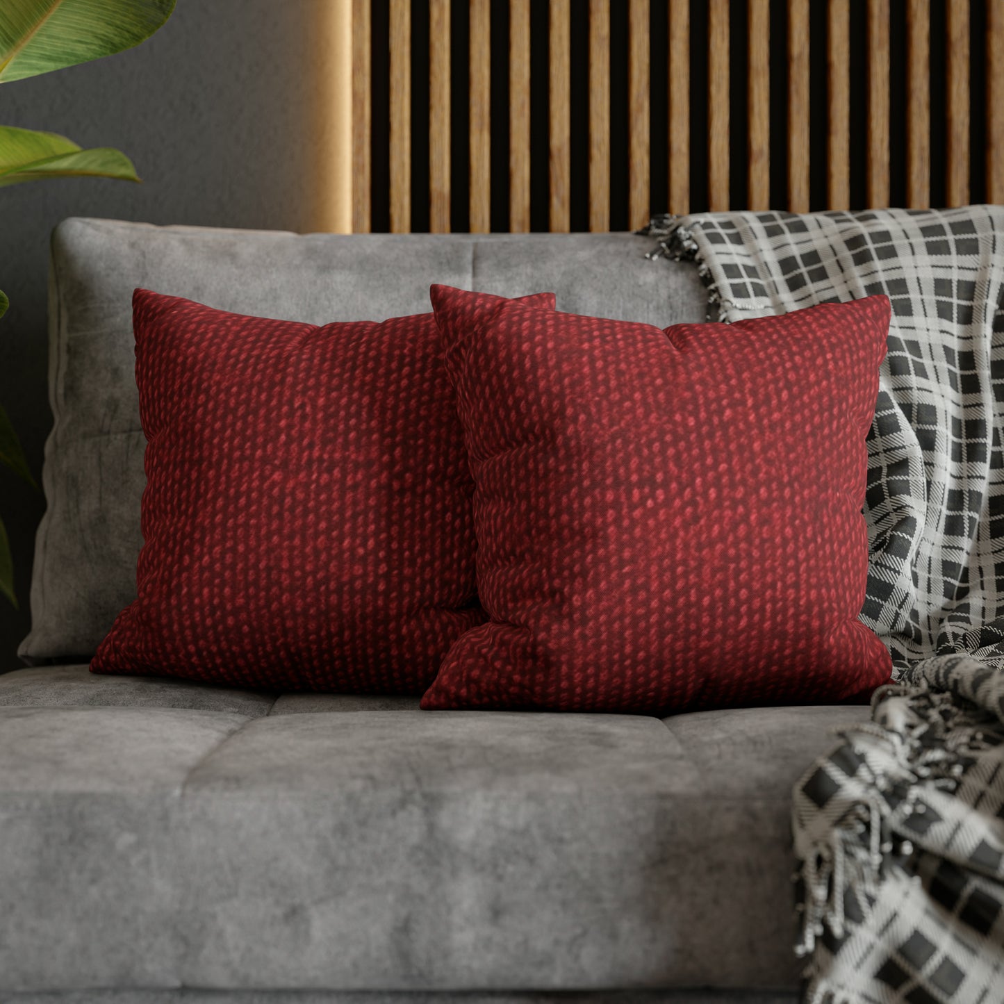 Bold Ruby Red: Denim-Inspired, Passionate Fabric Style - Spun Polyester Square Pillow Case