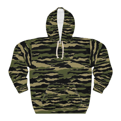 Tiger Stripe Camouflage: Military Style - Unisex Pullover Hoodie (AOP)