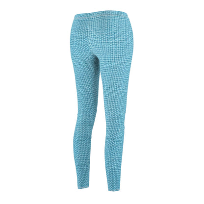 Bright Aqua Teal: Denim-Inspired Refreshing Blue Summer Fabric - Women's Cut & Sew Casual Leggings (AOP)