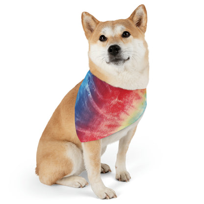 Rainbow Tie-Dye Denim: Vibrant Multi-Color, Fabric Design Spectacle - Dog & Pet Bandana Collar