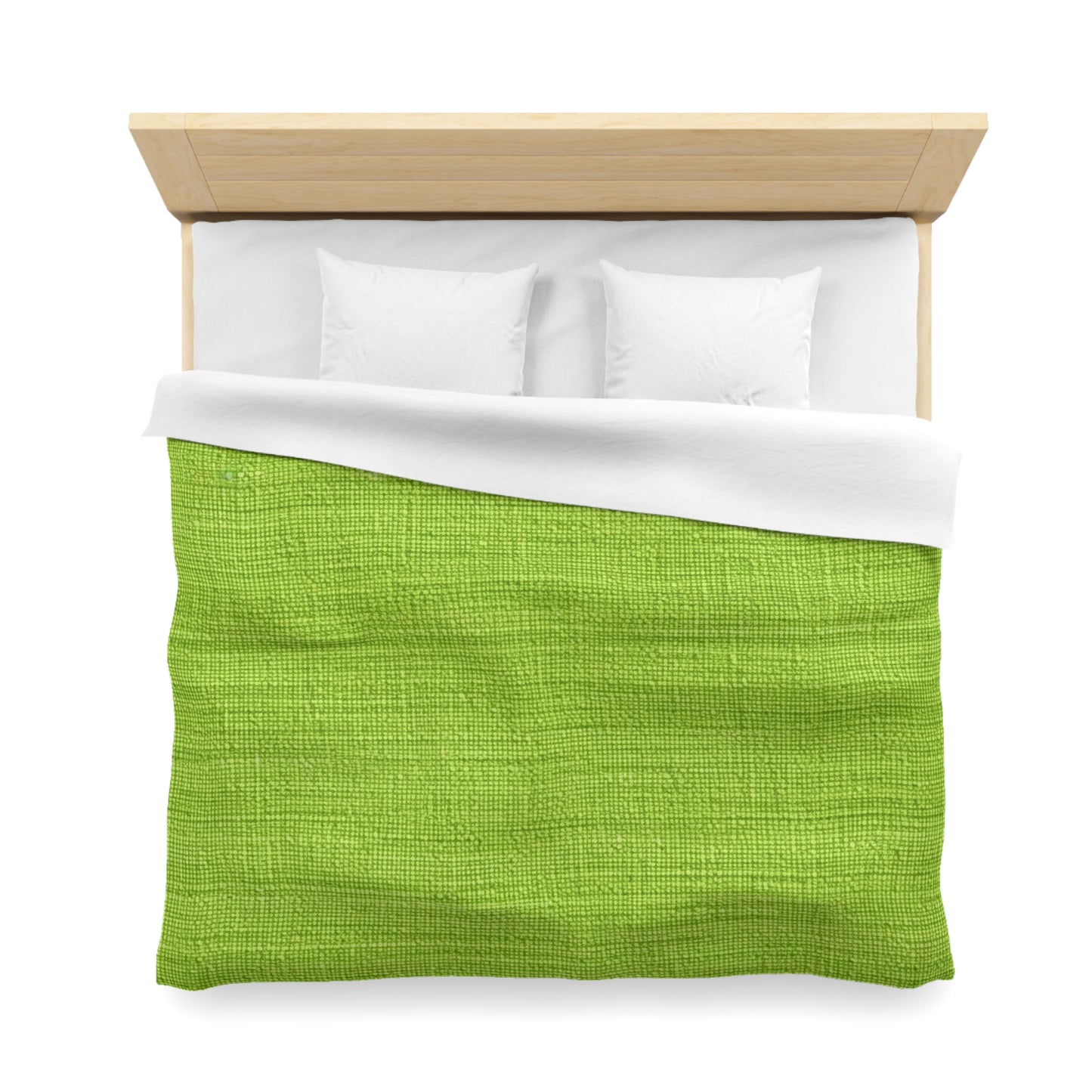 Lush Grass Neon Green: Denim-Inspired, Springtime Fabric Style - Microfiber Duvet Cover