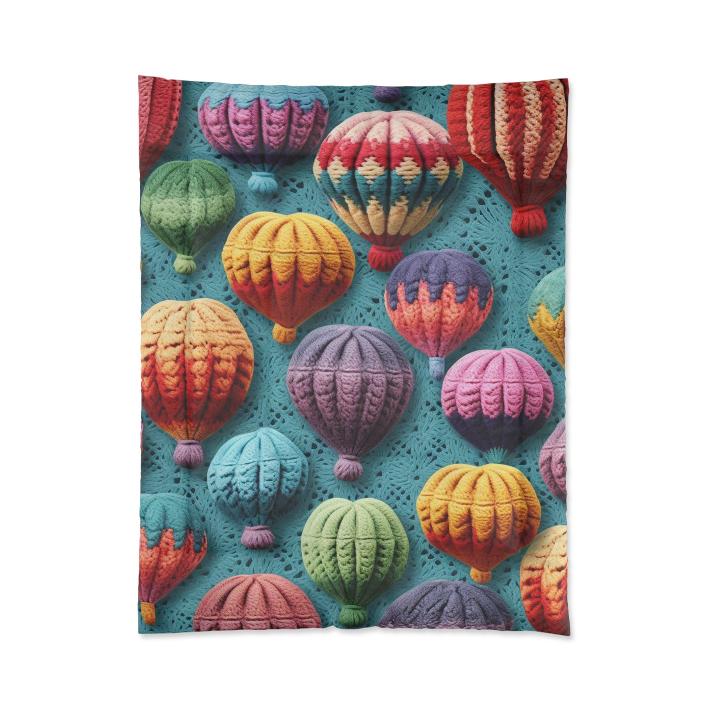 Crochet Hot Air Balloons Sky Travel Transport Scenic Style -  Bed Comforter