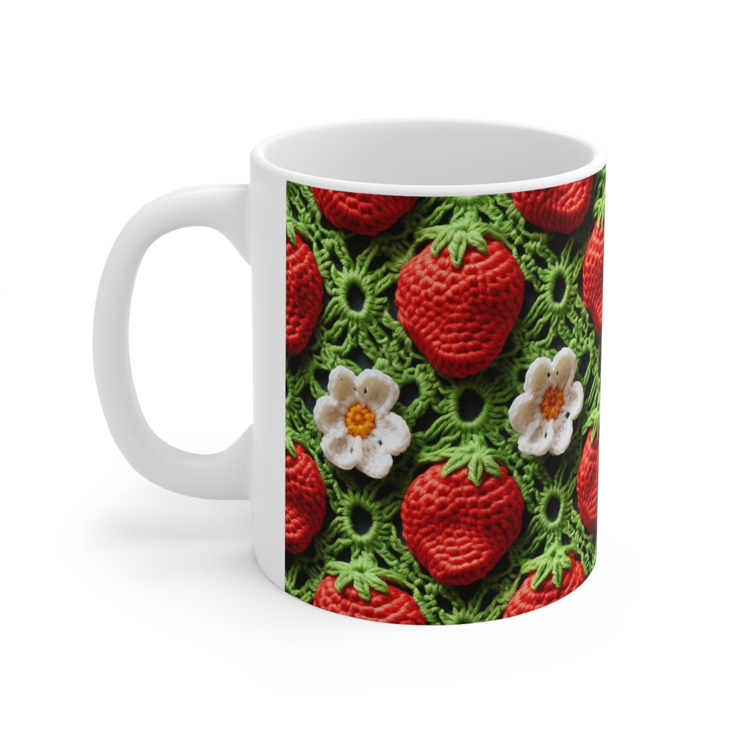 Strawberry Field Crochet - Forever Forest Greens - Fruit Berry Harvest Crop - Ceramic Mug 11oz