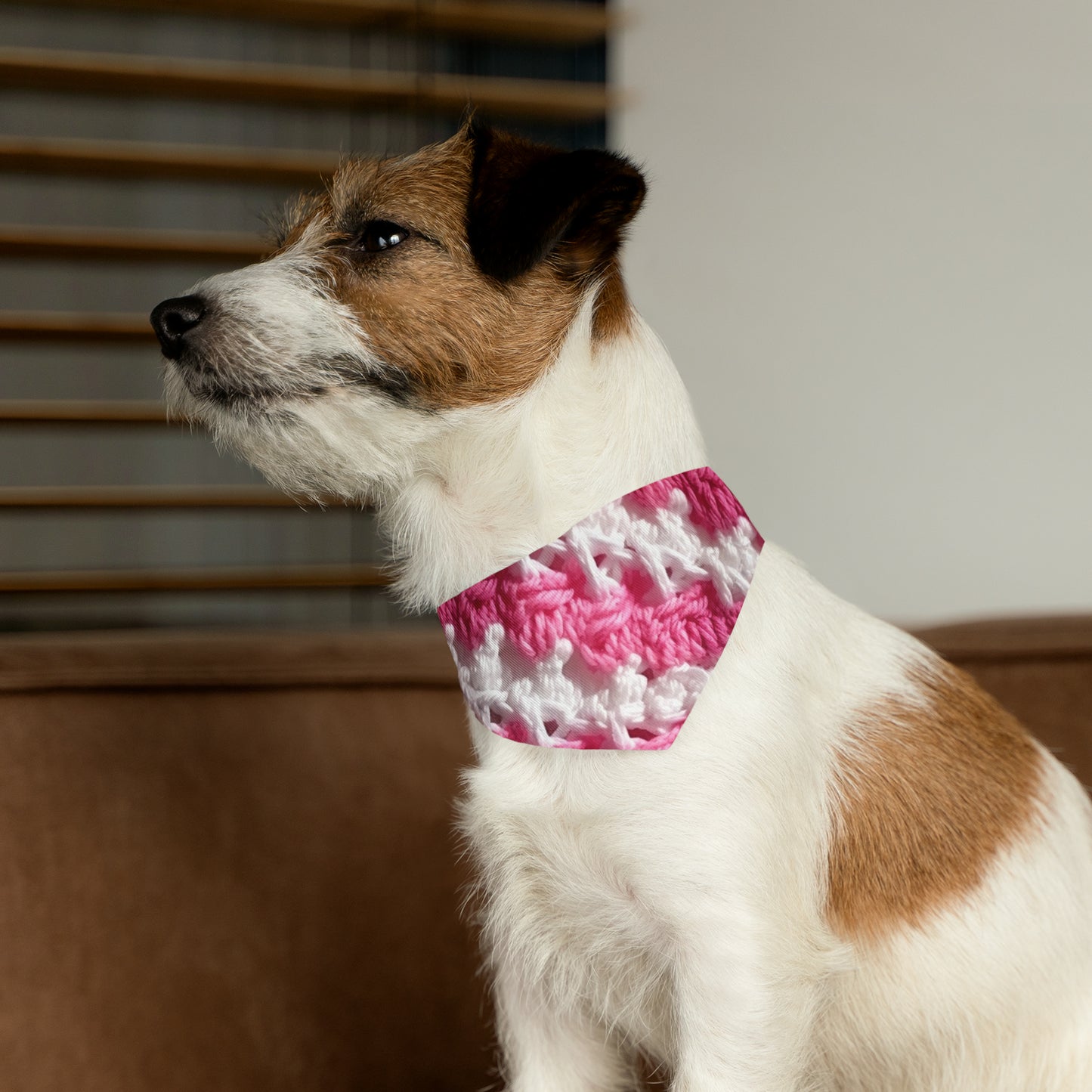 Hot Pink & White Knit, Vibrant Yarn Blend, Modern Chic Texture - Dog, Pet Bandana Collar