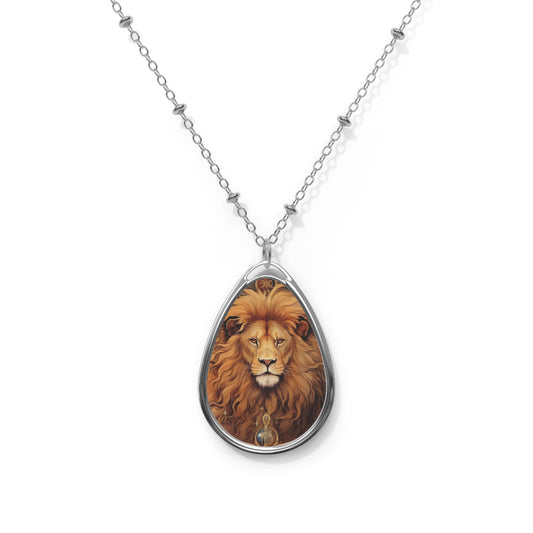 Astrological Leo Sign Vibrant Celestial Cosmic Zodiac - Oval Necklace