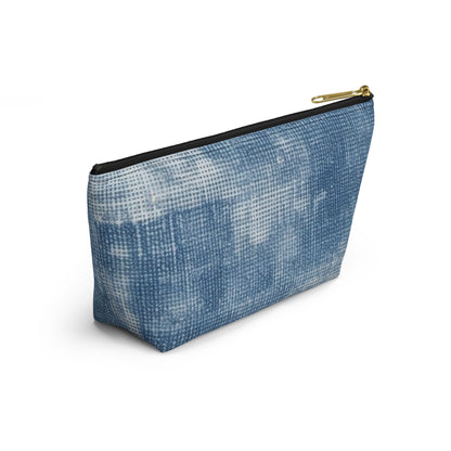 Faded Blue Washed-Out: Denim-Inspired, Style Fabric - Accessory Pouch w T-bottom