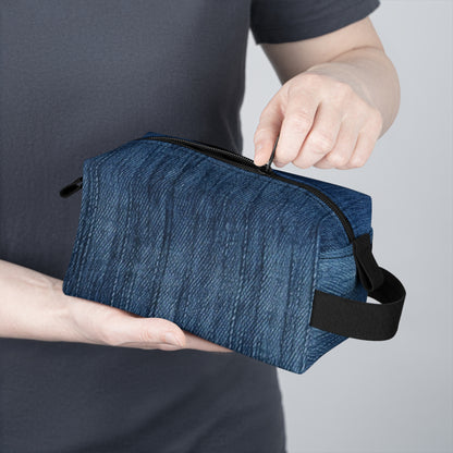 Indigo Splash: Washed Denim Reverie in Deep Blue - Toiletry Bag