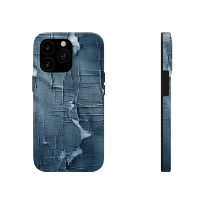 Distressed Blue Denim-Look: Edgy, Torn Fabric Design - Tough Phone Cases