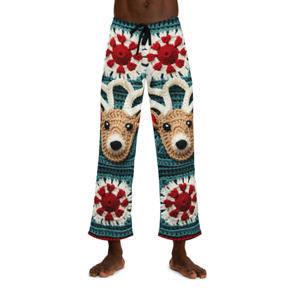 Ganchillo de reno navideño, diseño del país de las maravillas invernal, motivo de ciervo festivo. Abraza el espíritu navideño: pantalones de pijama para hombre (AOP) 