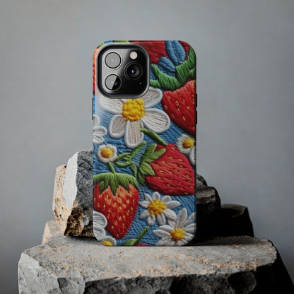 Orchard Berries: Juicy Sweetness from Nature's Garden - Fresh Strawberry Elegance - Tough Phone Cases