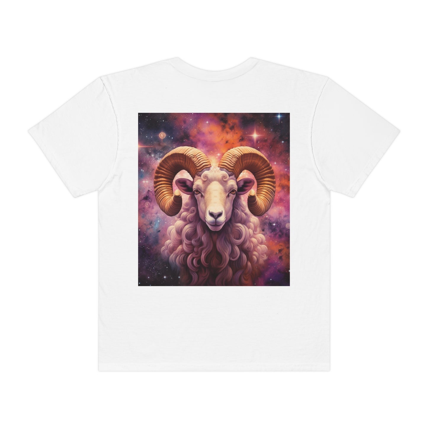 Mystic Aries Constellation - Vibrant Astrology Art - Zodiac Ram - Unisex Garment-Dyed T-shirt