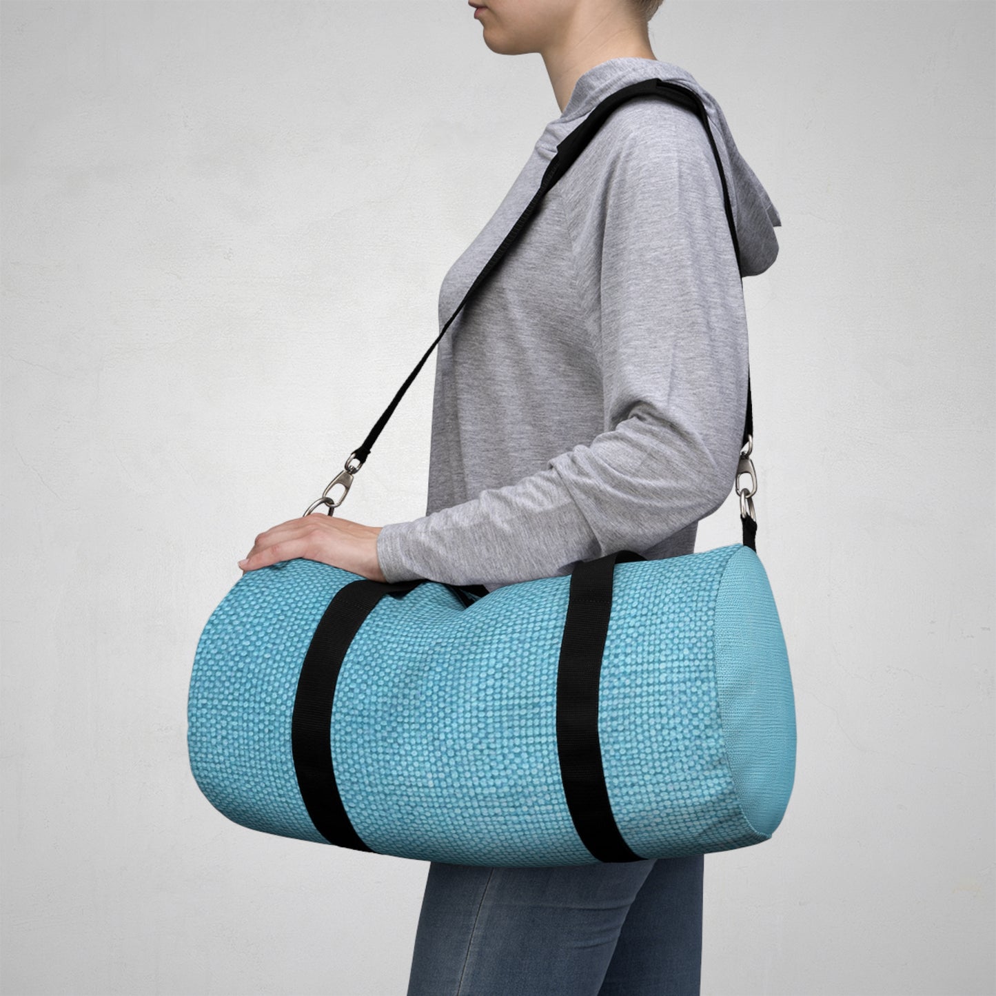 Bright Aqua Teal: Denim-Inspired Refreshing Blue Summer Fabric - vDuffel Bag