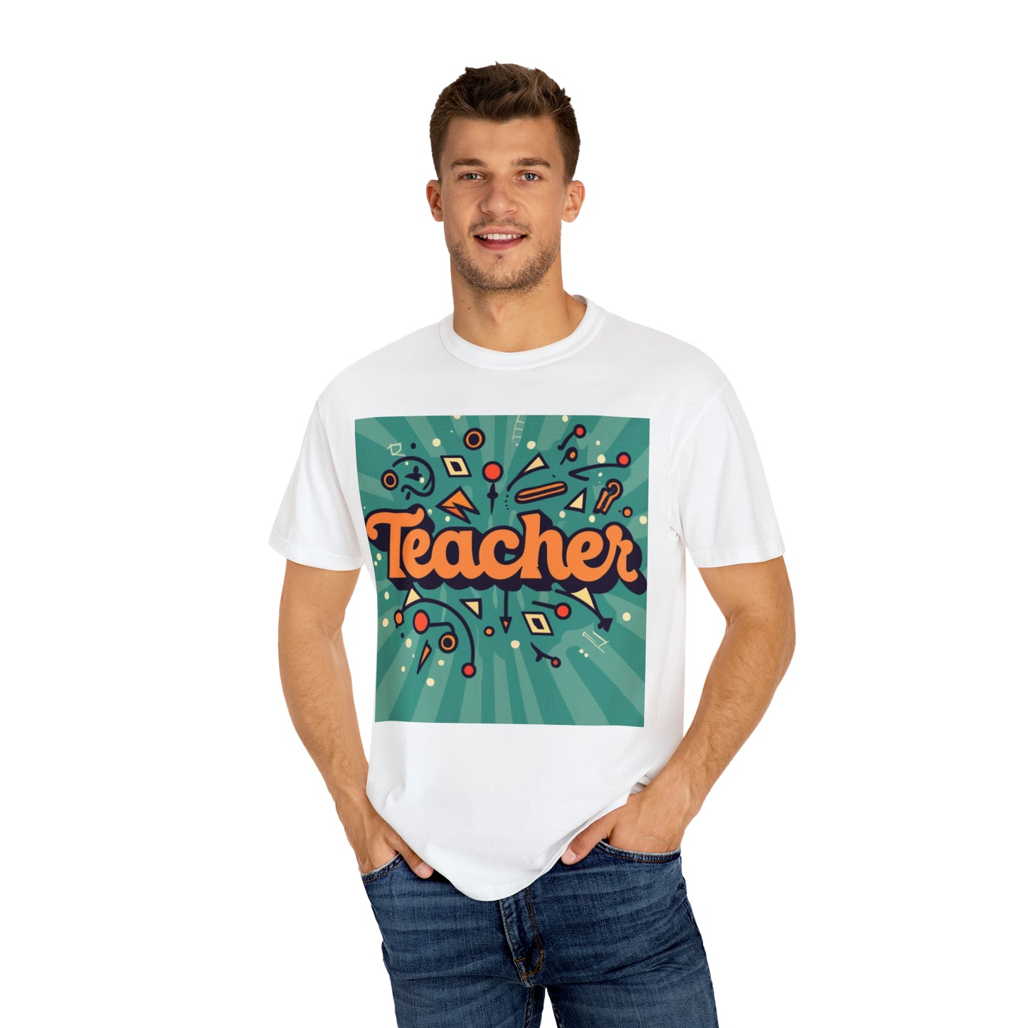 Regalo de educación escolar de aula de profesor retro - Camiseta unisex teñida de prendas 