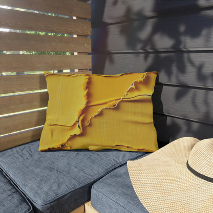 Banana Yellow Lemon: Bold Distressed, Denim-Inspired Fabric - Outdoor Pillows