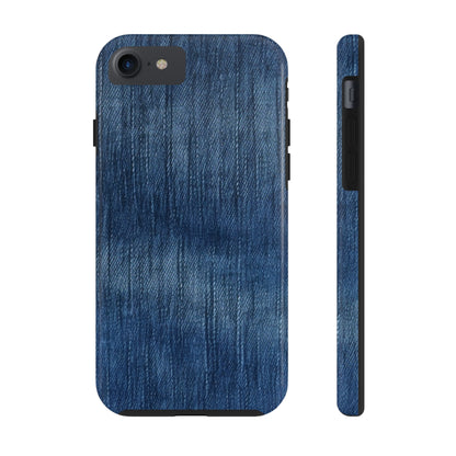 Indigo Splash: Washed Denim Reverie in Deep Blue - Tough Phone Cases