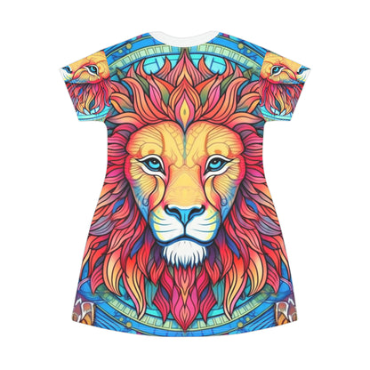 Astrological Leo - Cosmic Zodiac Constellation, Lion Symbol Art - T-Shirt Dress (AOP)