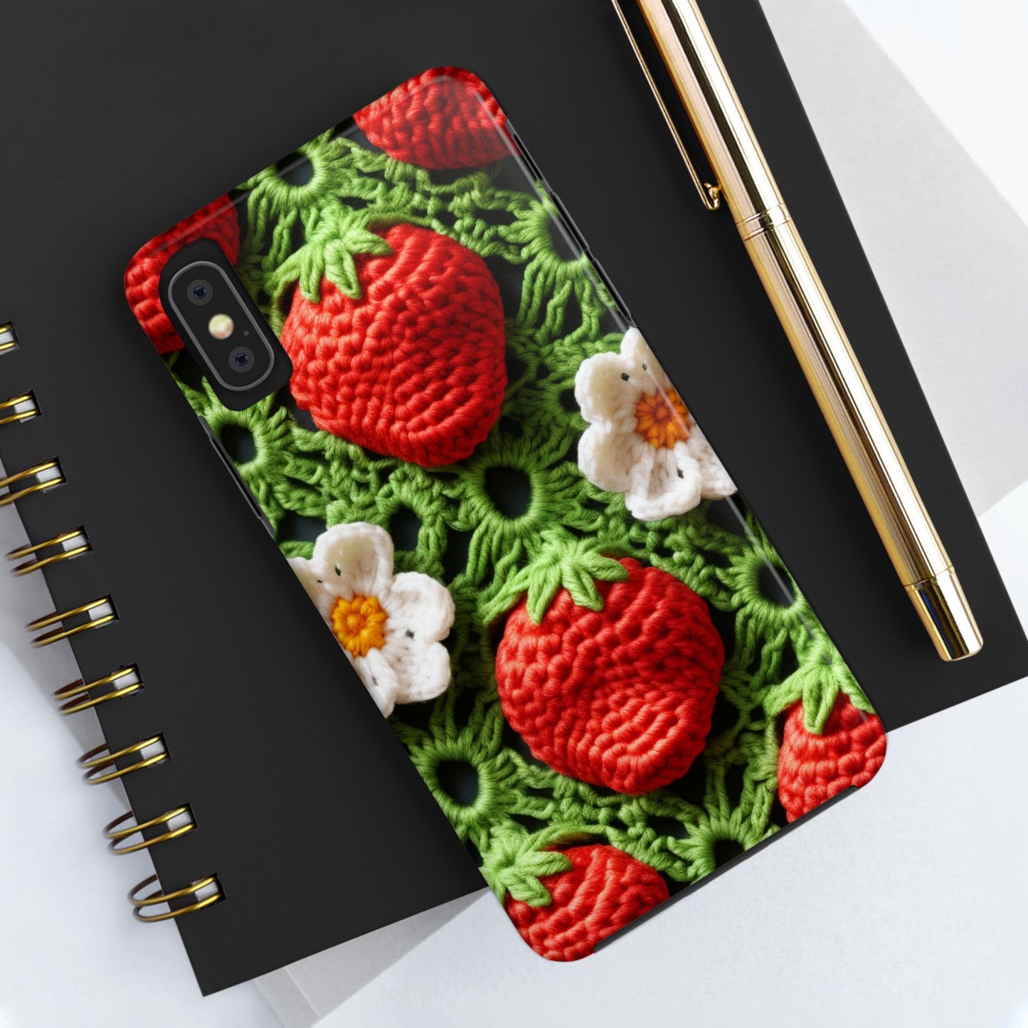 Strawberry Field Crochet - Forever Forest Greens - Fruit Berry Harvest Crop - Tough Phone Cases