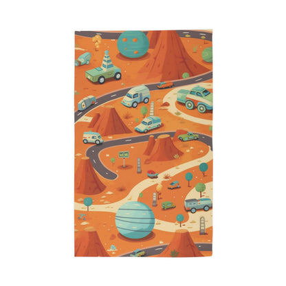 Galactic Adventure Dobby Rug: Mars Roadway Space Theme, Durable, 100% Polyester