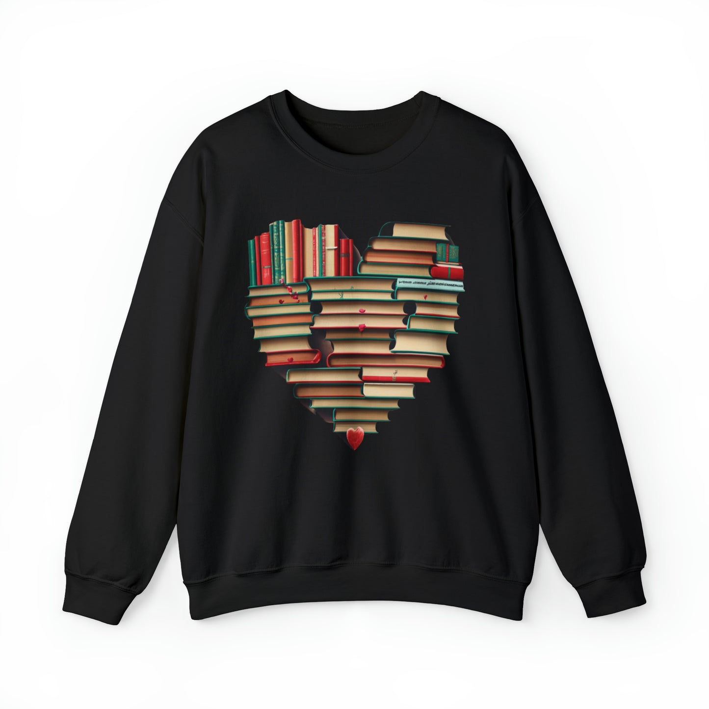 Valentines Day Book Love: Heart-Shaped Stack of Romantic Novels - Unisex Heavy Blend™ Crewneck Sweatshirt