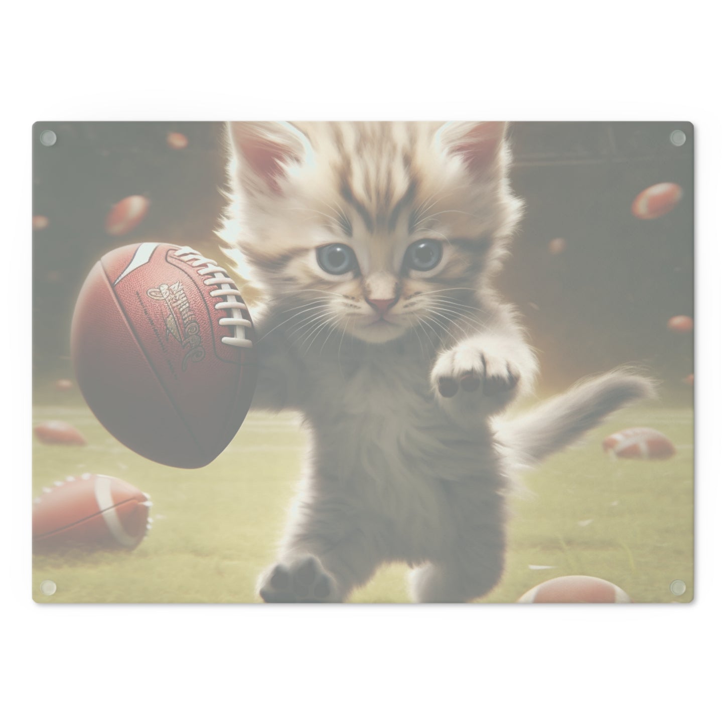 Football Kitty Fantasy: Feline Cat American Sport Quarterback - Cutting Board