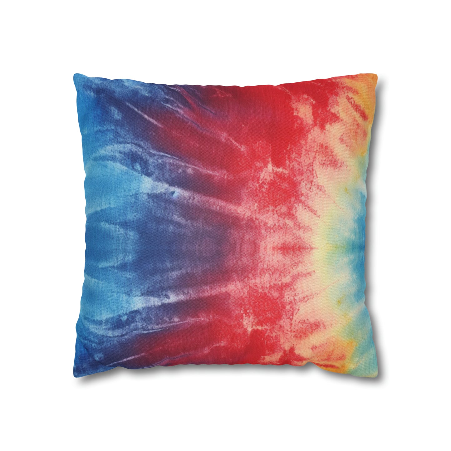 Rainbow Tie-Dye Denim: Vibrant Multi-Color, Fabric Design Spectacle - Spun Polyester Square Pillow Case