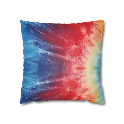 Rainbow Tie-Dye Denim: Vibrant Multi-Color, Fabric Design Spectacle - Spun Polyester Square Pillow Case