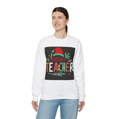 Merry Teacher Winter Holiday - Unisex Heavy Blend™ Crewneck Sweatshirt