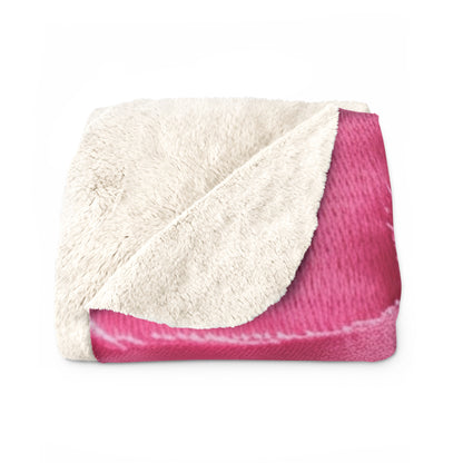 Distressed Neon Pink: Edgy, Ripped Denim-Inspired Doll Fabric - Sherpa Fleece Blanket