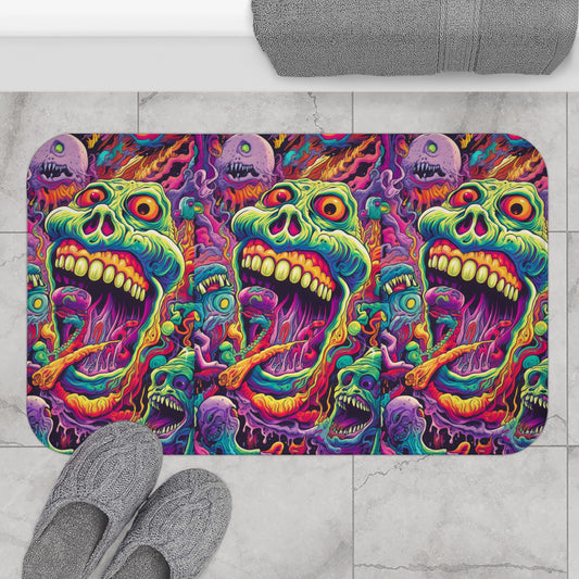 Calavera súper trippy y psicodélica, Alfombra de baño