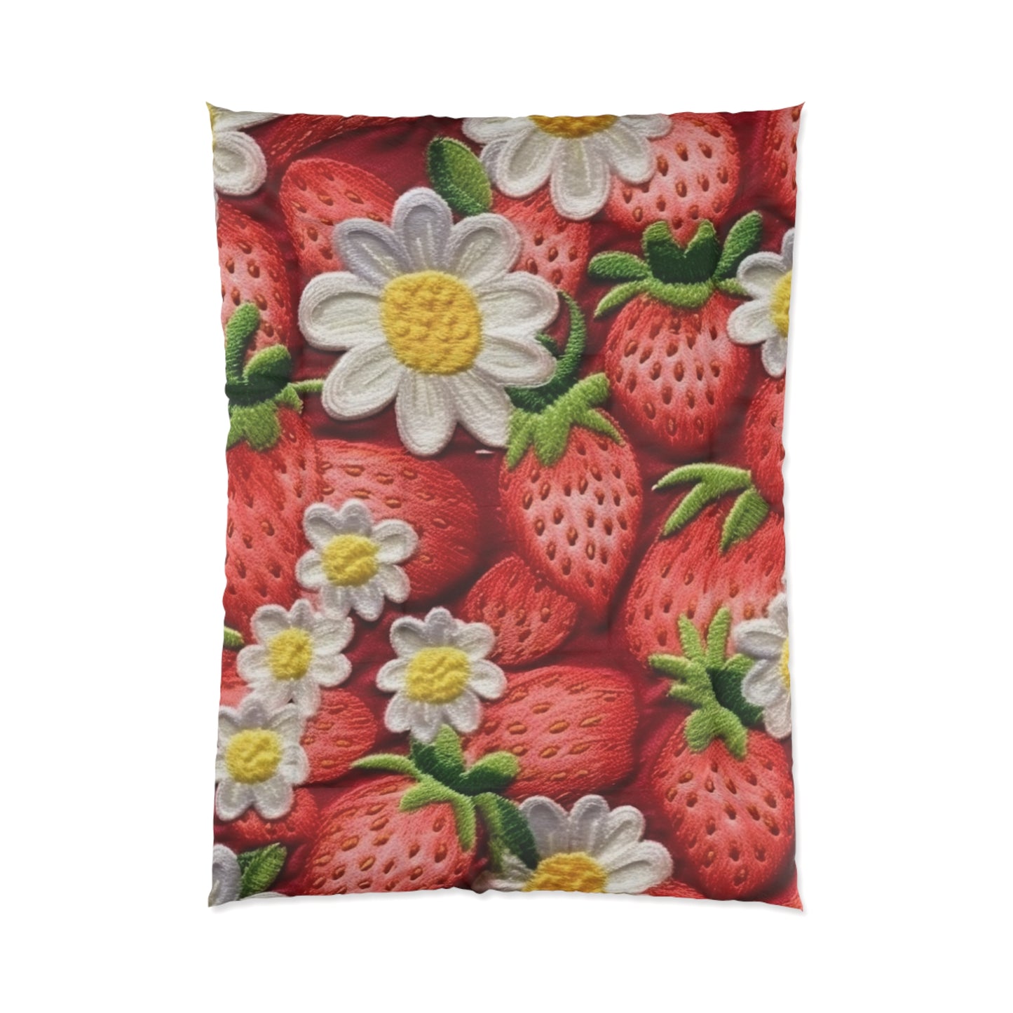 Strawberry Strawberries Embroidery Design - Fresh Pick Red Berry Sweet Fruit - Bed Comforter