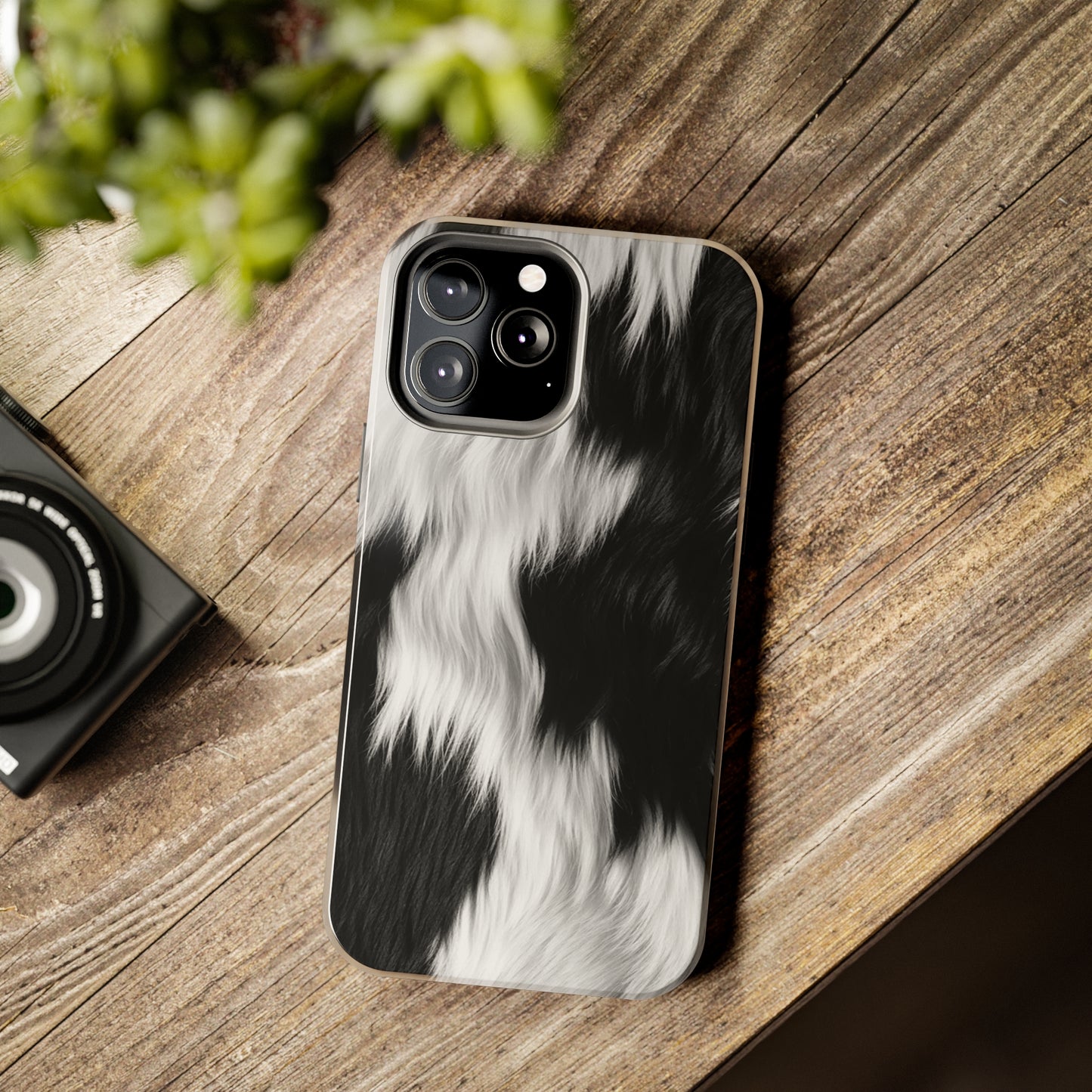 Cowhide on Hair Leather - Black and White - Designer Style - Tough Phone Cases