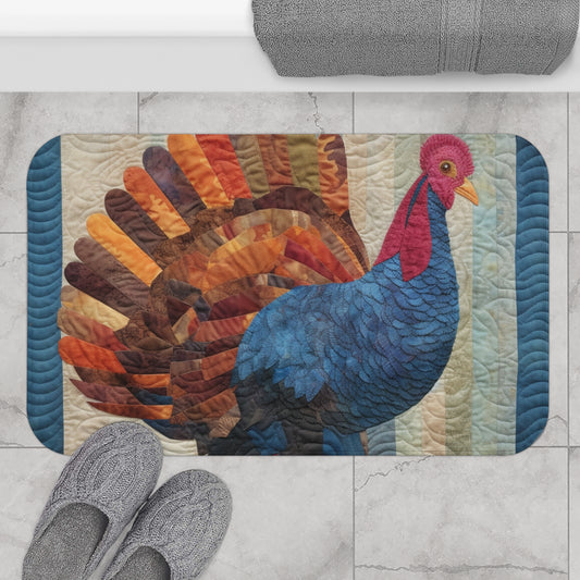 Thanksgiving Harvest Quilt: Festive Turkey Design for Holiday Season - Bath Mat