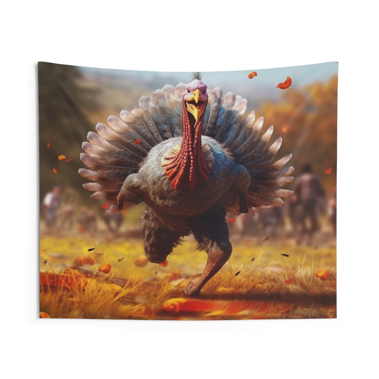 Thanksgiving Trot Turkey Run Athlete Sprint Racer Holiday Feast Dinner - Indoor Wall Tapestries