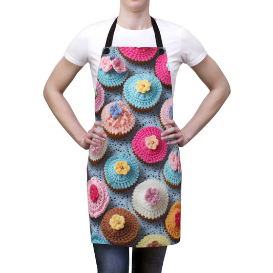 Crochet Cupcake Treat Frosted Cake Dessert Bakery Design - Apron (AOP)