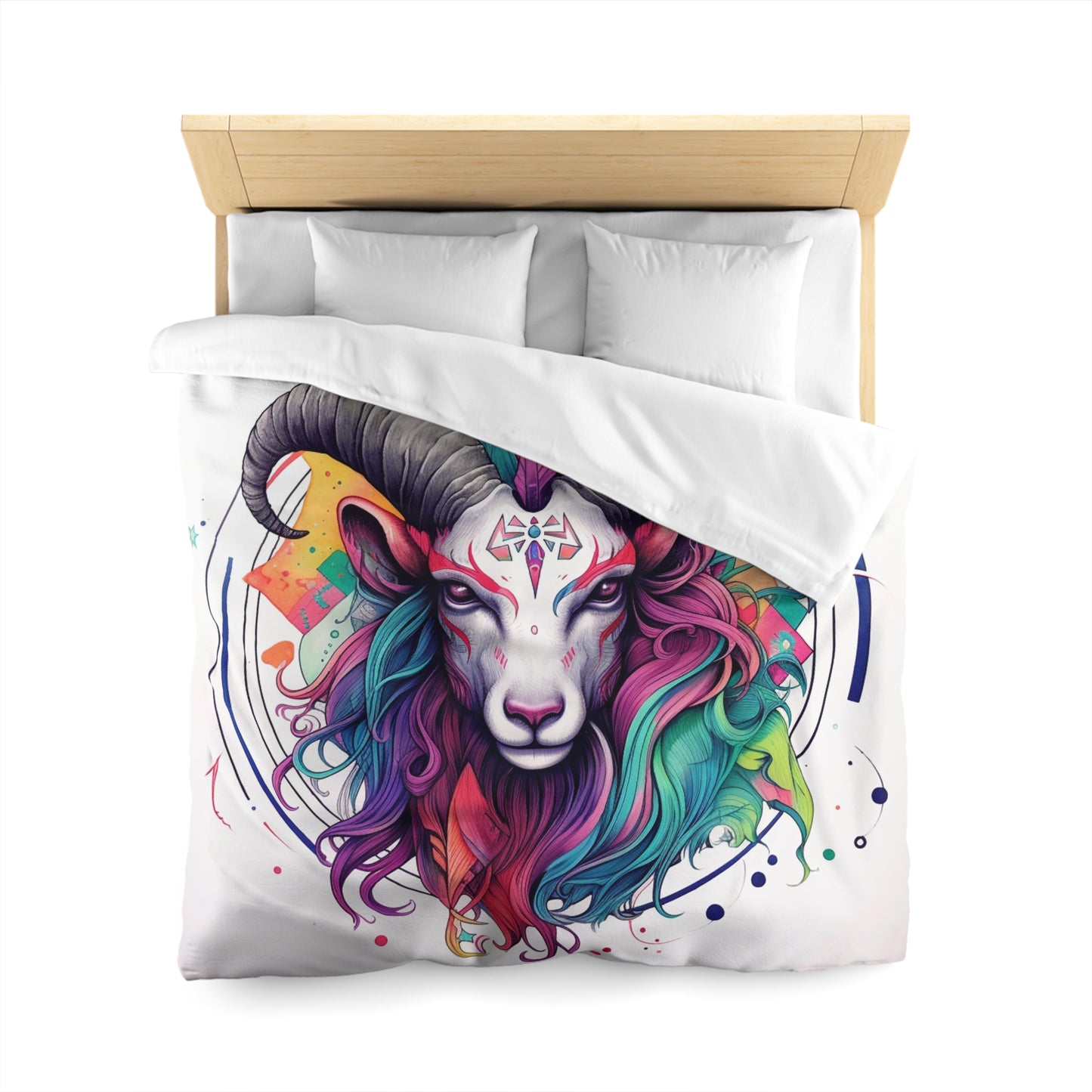 Chill Capricorn Style - Fine Line Multicolor Astrology Design - Microfiber Duvet Cover